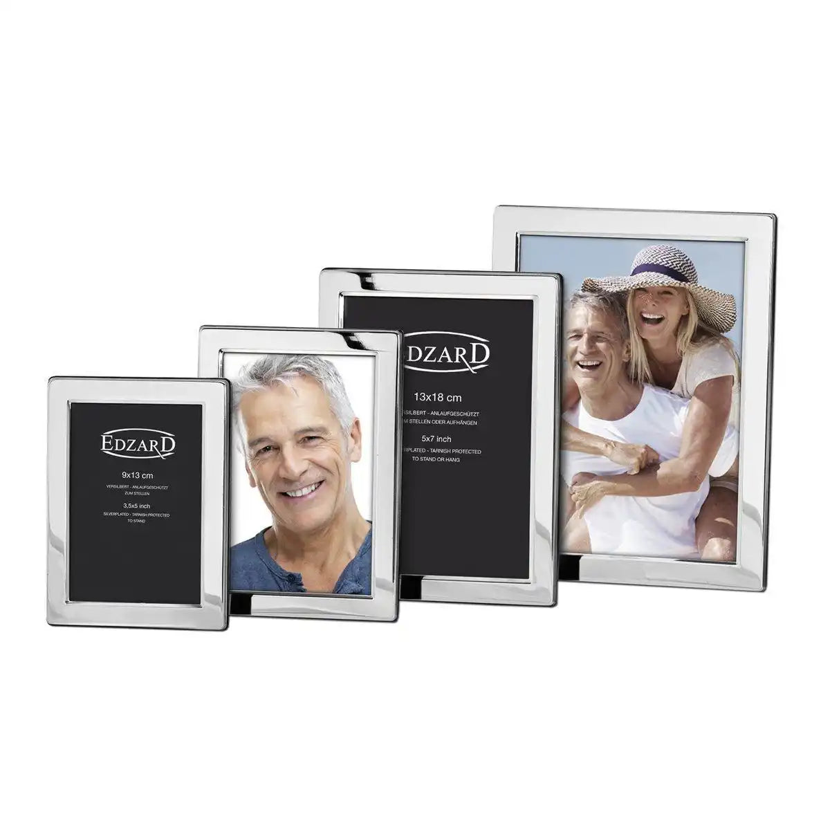 Fotorahmen Salerno für Foto 10 x 15 cm, edel versilbert, anlaufgeschützt, grauer Samtrücken - HomeDesign Knaus