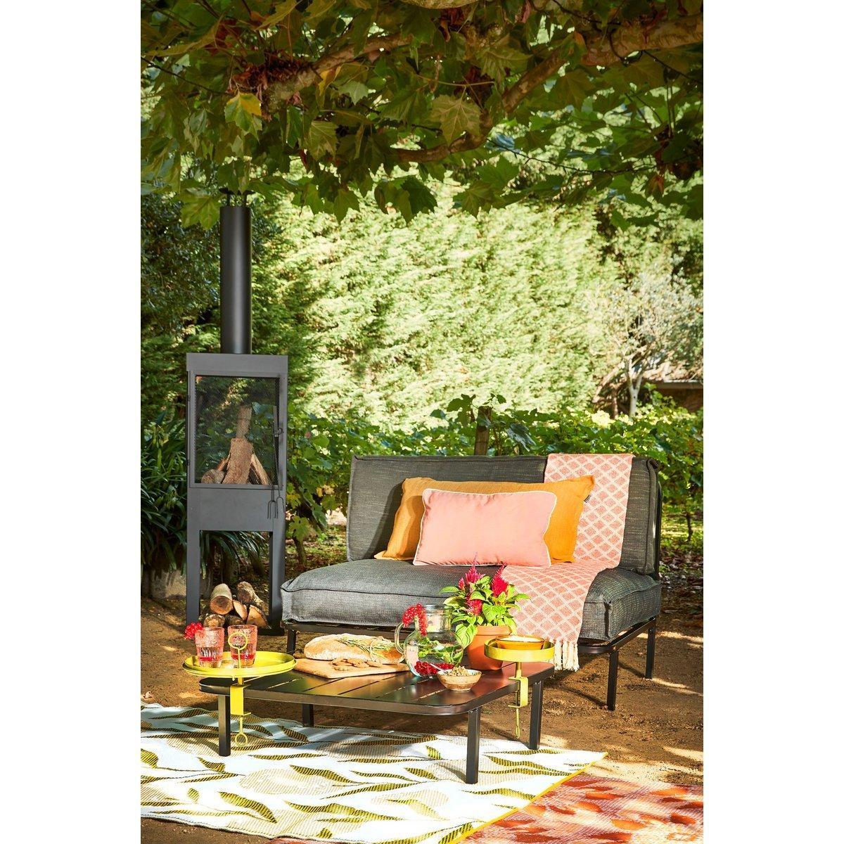 Gartenkamin - L47 x B44 x H194 cm - Metall - Schwarz - HomeDesign Knaus