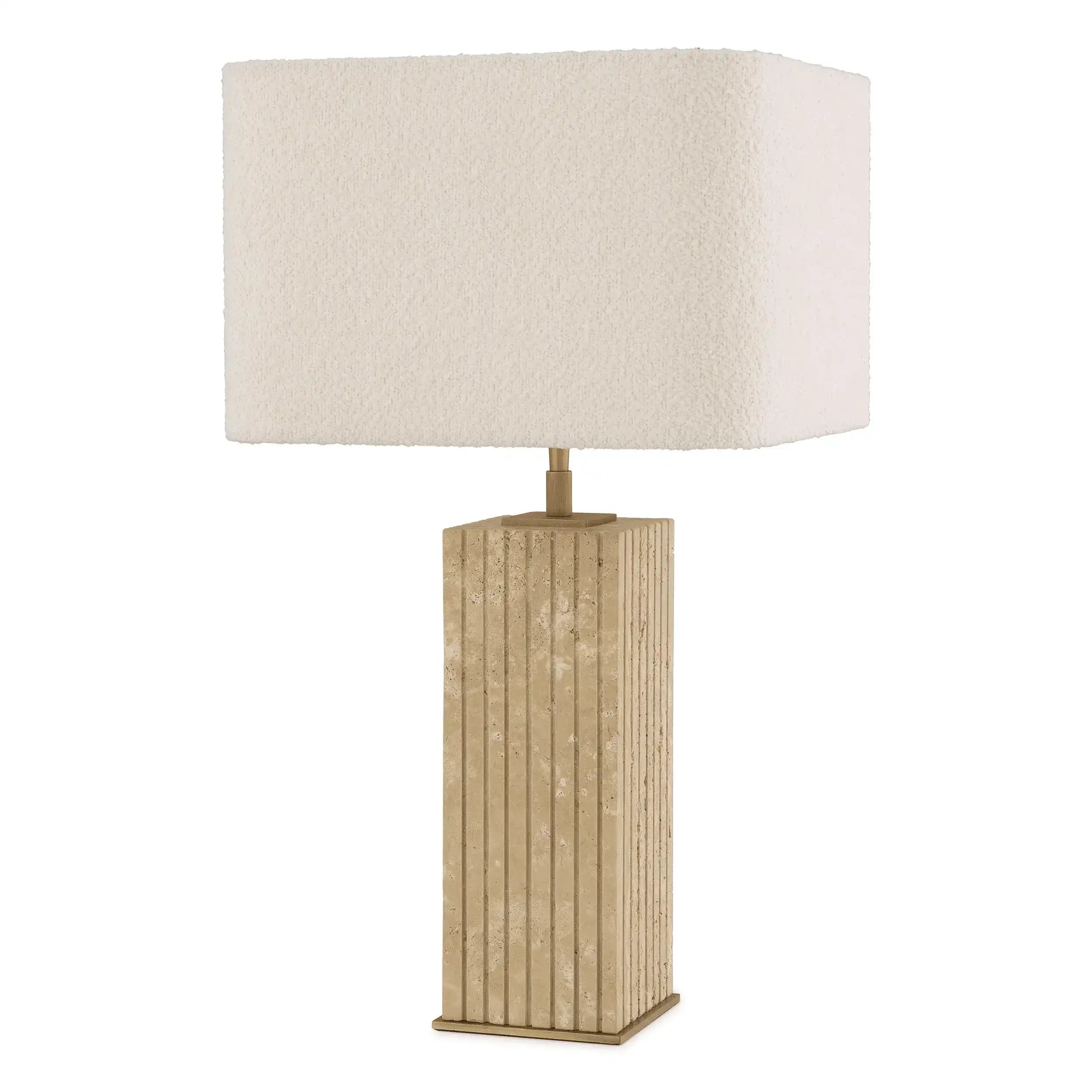 Giova Glamourösen Tischleuchte Travertin antikes Messingfinish - HomeDesign Knaus