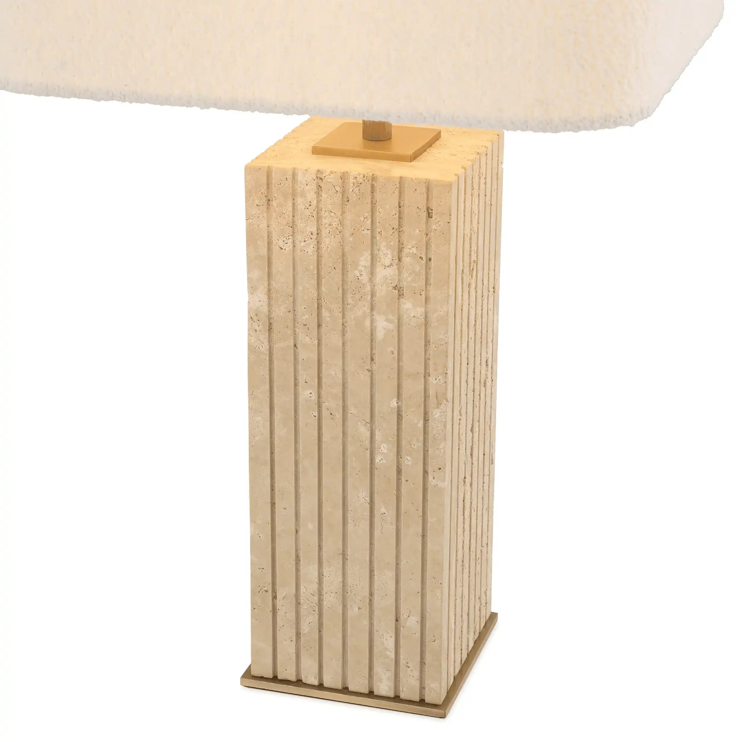 Giova Glamourösen Tischleuchte Travertin antikes Messingfinish - HomeDesign Knaus