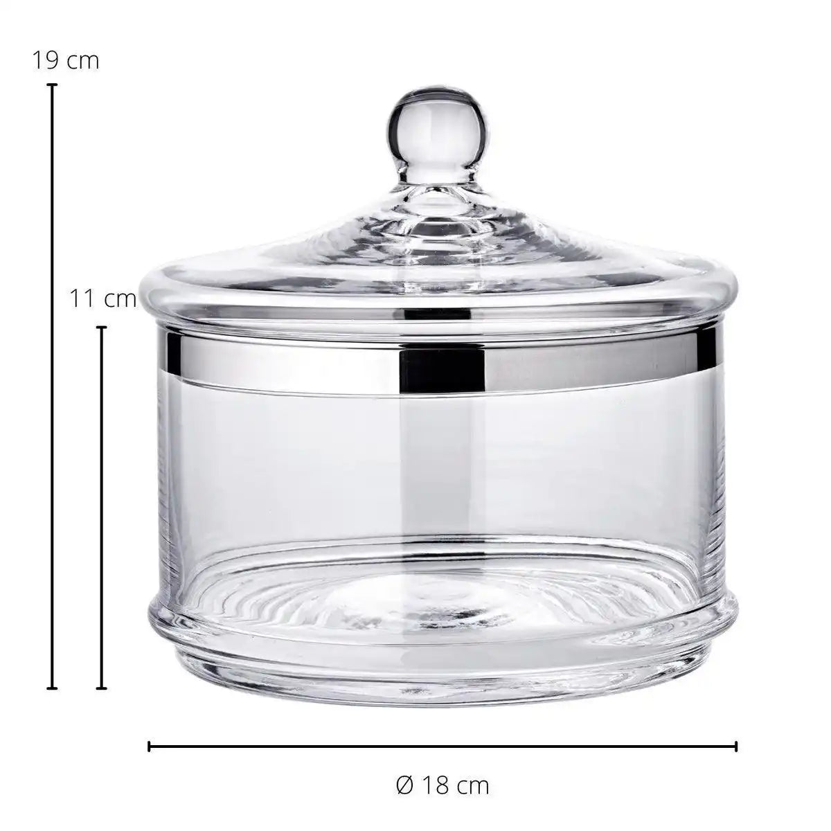 Glasdose Vigo mit Deckel mundgeblasenes Kristallglas mit Platinrand 19cm - HomeDesign Knaus