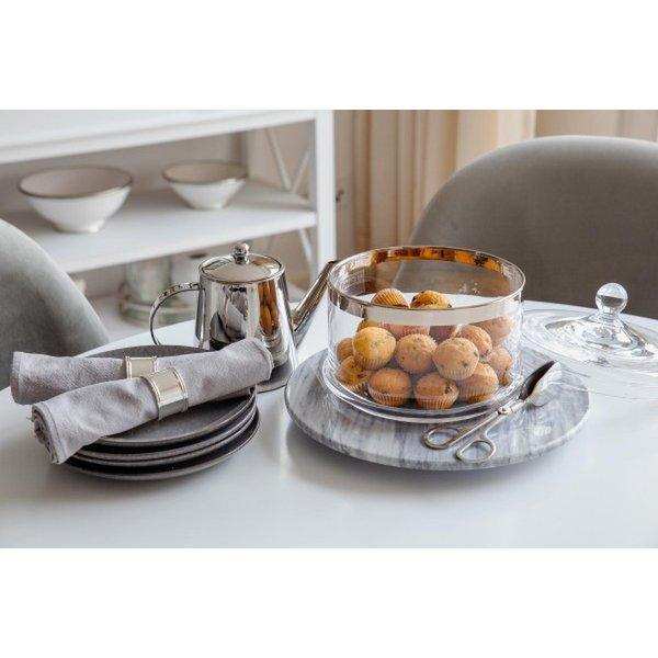 Glasdose Vigo mit Deckel mundgeblasenes Kristallglas mit Platinrand 19cm - HomeDesign Knaus