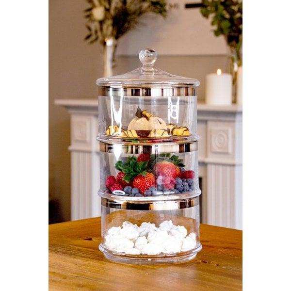 EDZARD Glasdose Vigo, mit Deckel, mundgeblasenes Kristallglas mit Platinrand, H 40 cm, ø 19 cm - HomeDesign Knaus