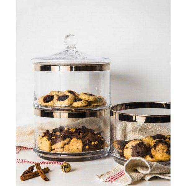 EDZARD Glasdose Vigo, mit Deckel, mundgeblasenes Kristallglas mit Platinrand, H 40 cm, ø 19 cm - HomeDesign Knaus