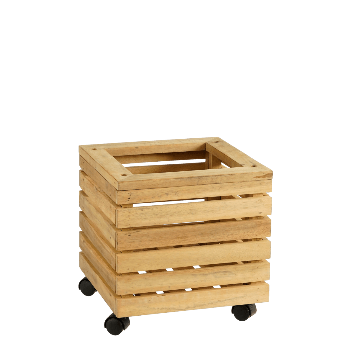 Glenwood Pflanzgefäß quadratisch auf Rädern für den Außenbereich – L35 x B35 x H35 cm – Akazienholz – Braun - HomeDesign Knaus