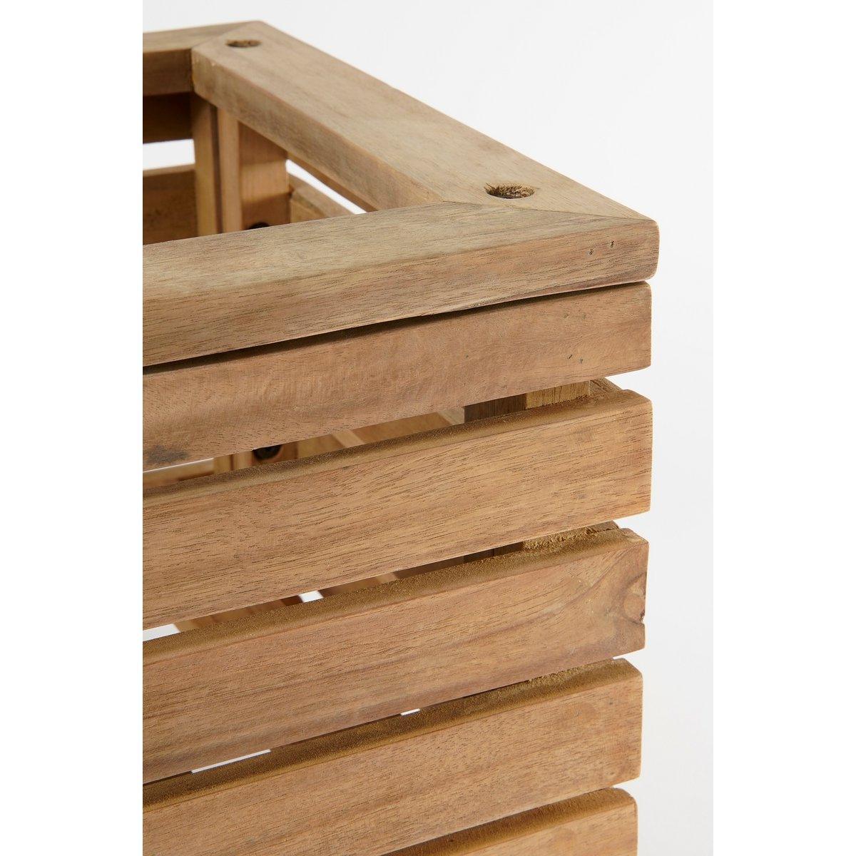 Glenwood Pflanzgefäß quadratisch auf Rädern für den Außenbereich – L35 x B35 x H35 cm – Akazienholz – Braun - HomeDesign Knaus
