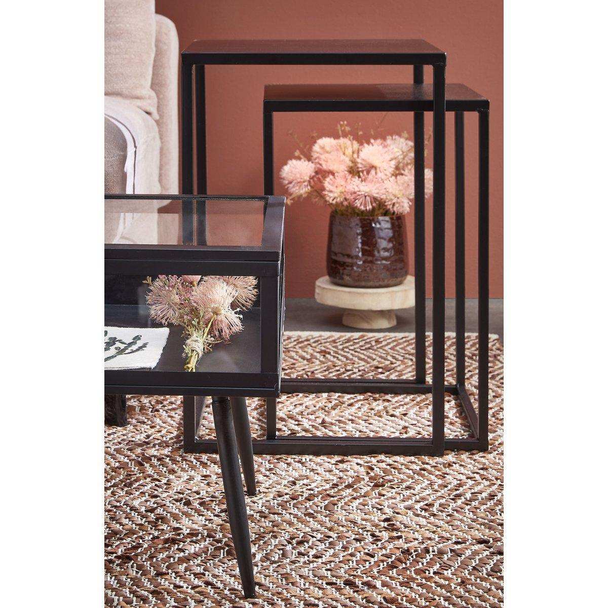 Goa Beistelltisch – 2er-Set – L35 x B35 x H55 cm – Metall – Schwarz - HomeDesign Knaus