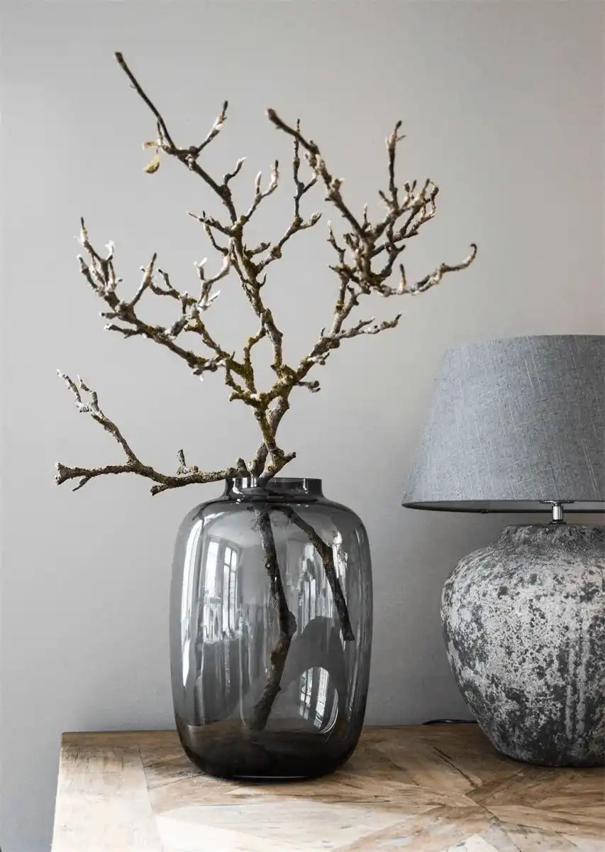 Grau Deko Vase Blumenvase Bodenvase Mundgeblasen - HomeDesign Knaus