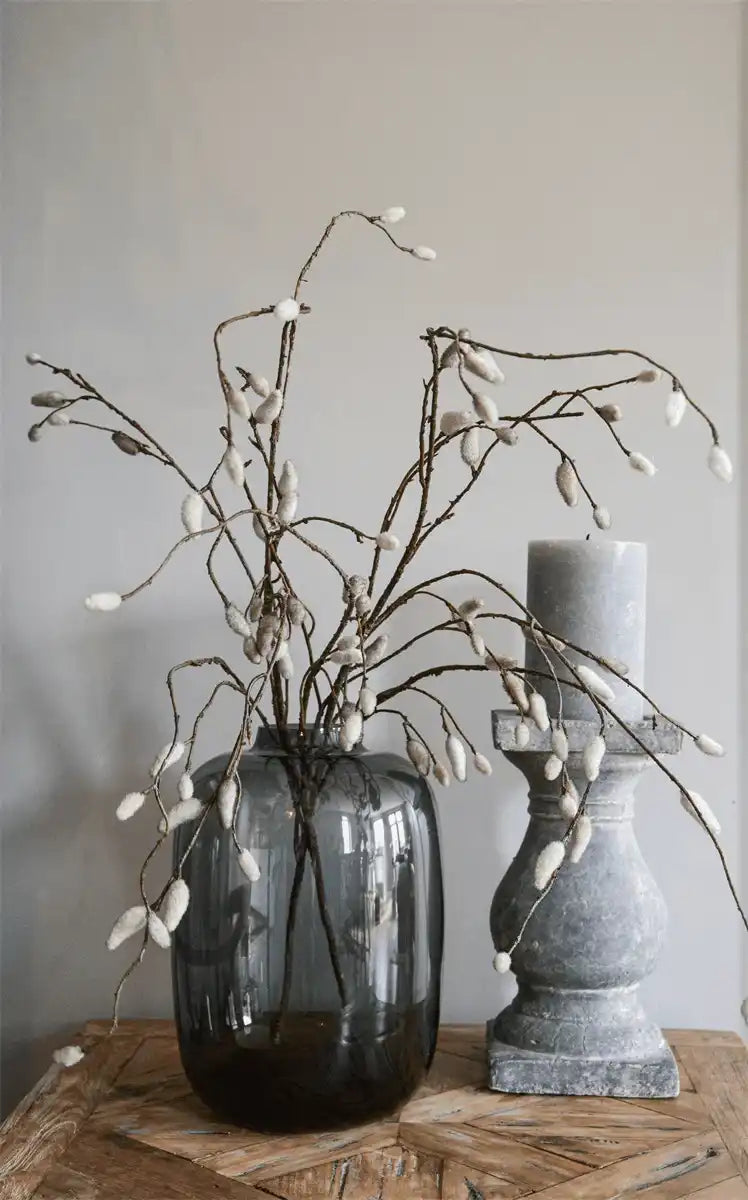 Grau Deko Vase Blumenvase Bodenvase Mundgeblasen - HomeDesign Knaus