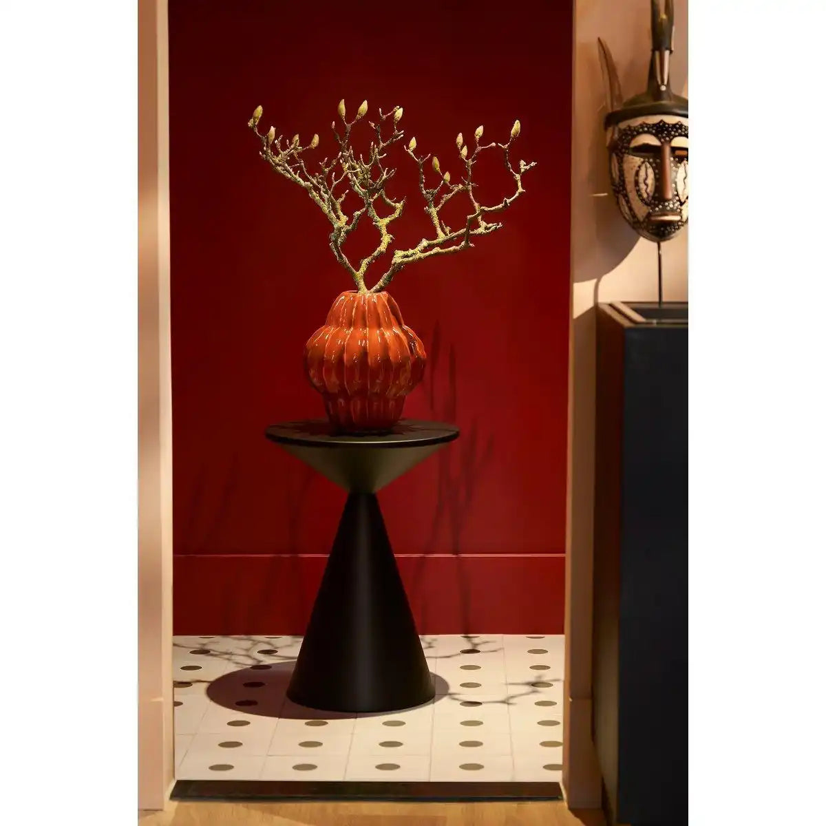 Großzügiger Beistelltisch – H55 x Ø40 cm – Metall – Schwarz - HomeDesign Knaus