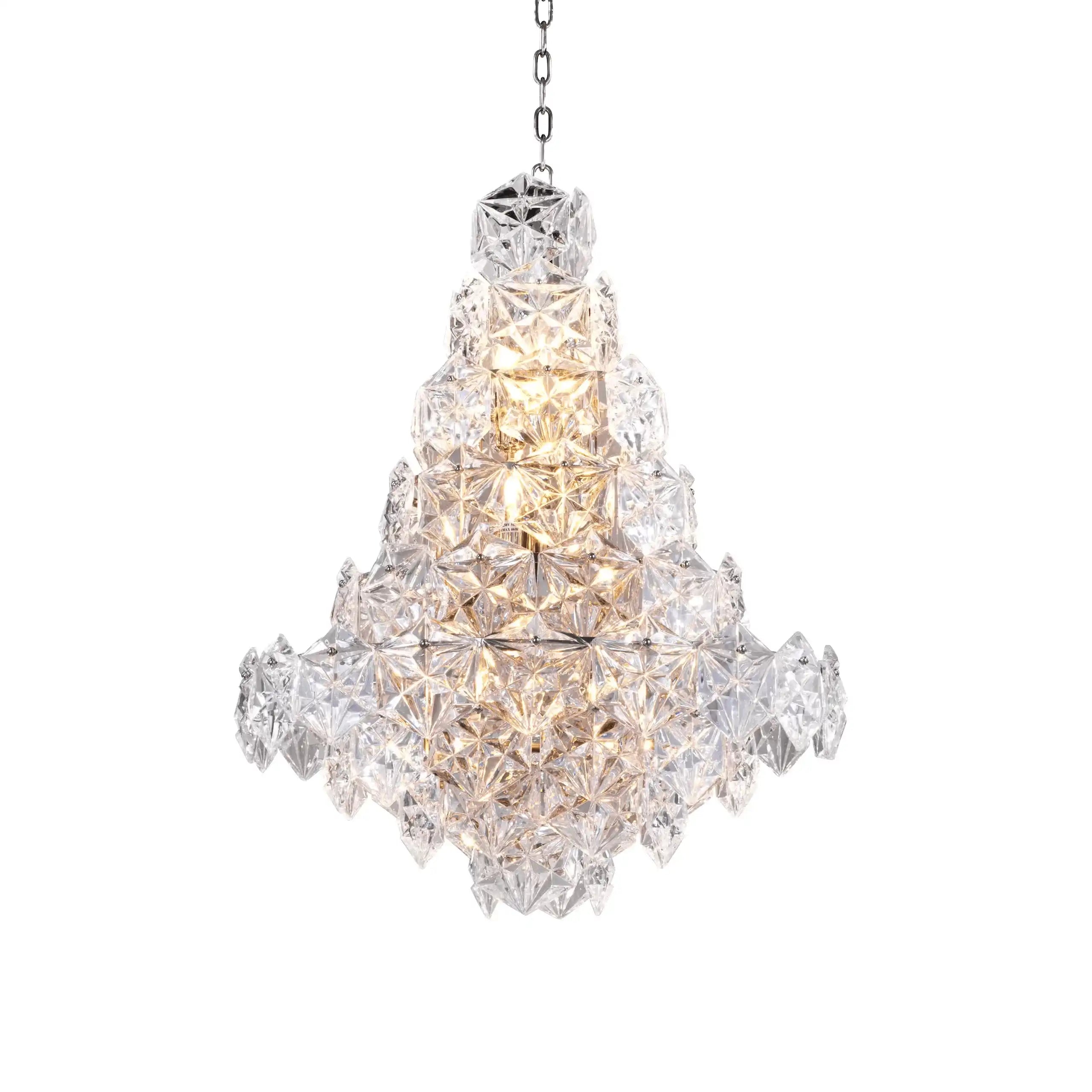 Hermitage Glamourösen Kronleuchter Hängeleuchte Klarglas Nickel Handarbeit - HomeDesign Knaus