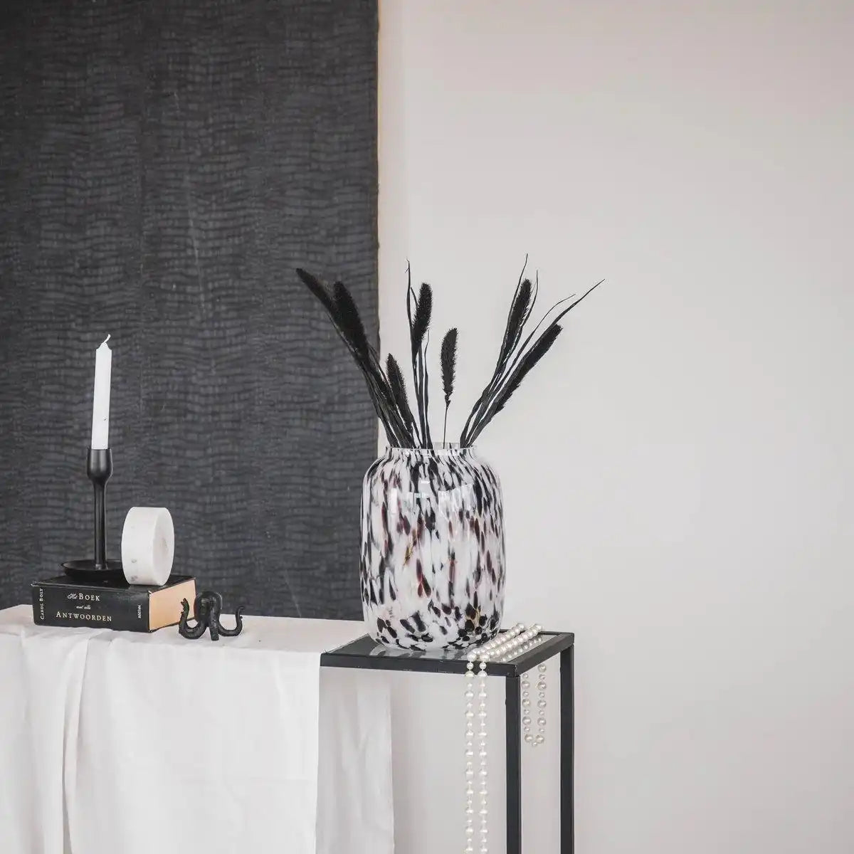 Housevitamin Vase Dots - Weiß/Schwarz - 18x25cm - HomeDesign Knaus
