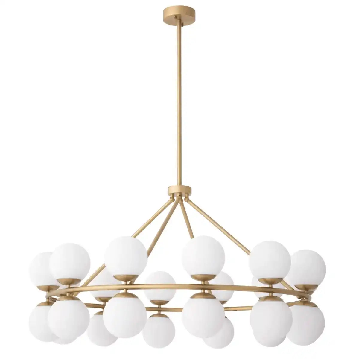 Hutchinson Glamourösen Kronleuchter Messingfinish weißes Glas Unikat - HomeDesign Knaus