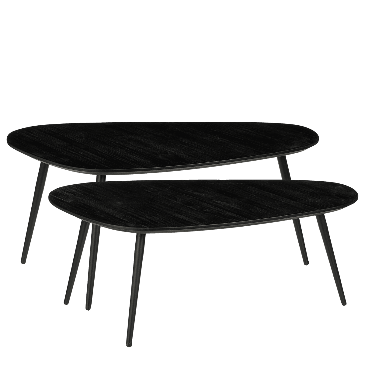 Jailey Beistelltisch – 2er-Set – L84 x B39 x H39 cm – recyceltes Holz – Schwarz - HomeDesign Knaus