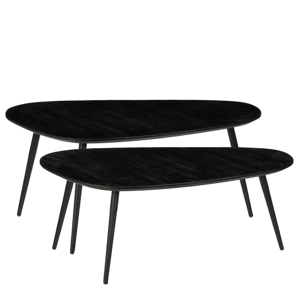 Jailey Beistelltisch – 2er-Set – L84 x B39 x H39 cm – recyceltes Holz – Schwarz - HomeDesign Knaus