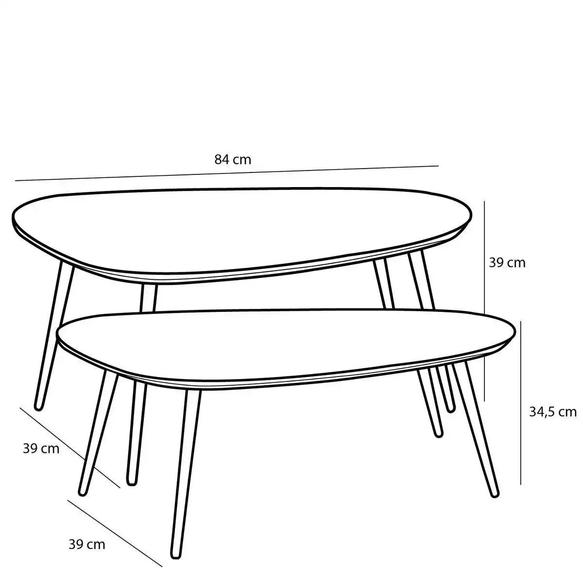 Jailey Beistelltisch – 2er-Set – L84 x B39 x H39 cm – recyceltes Holz – Schwarz - HomeDesign Knaus
