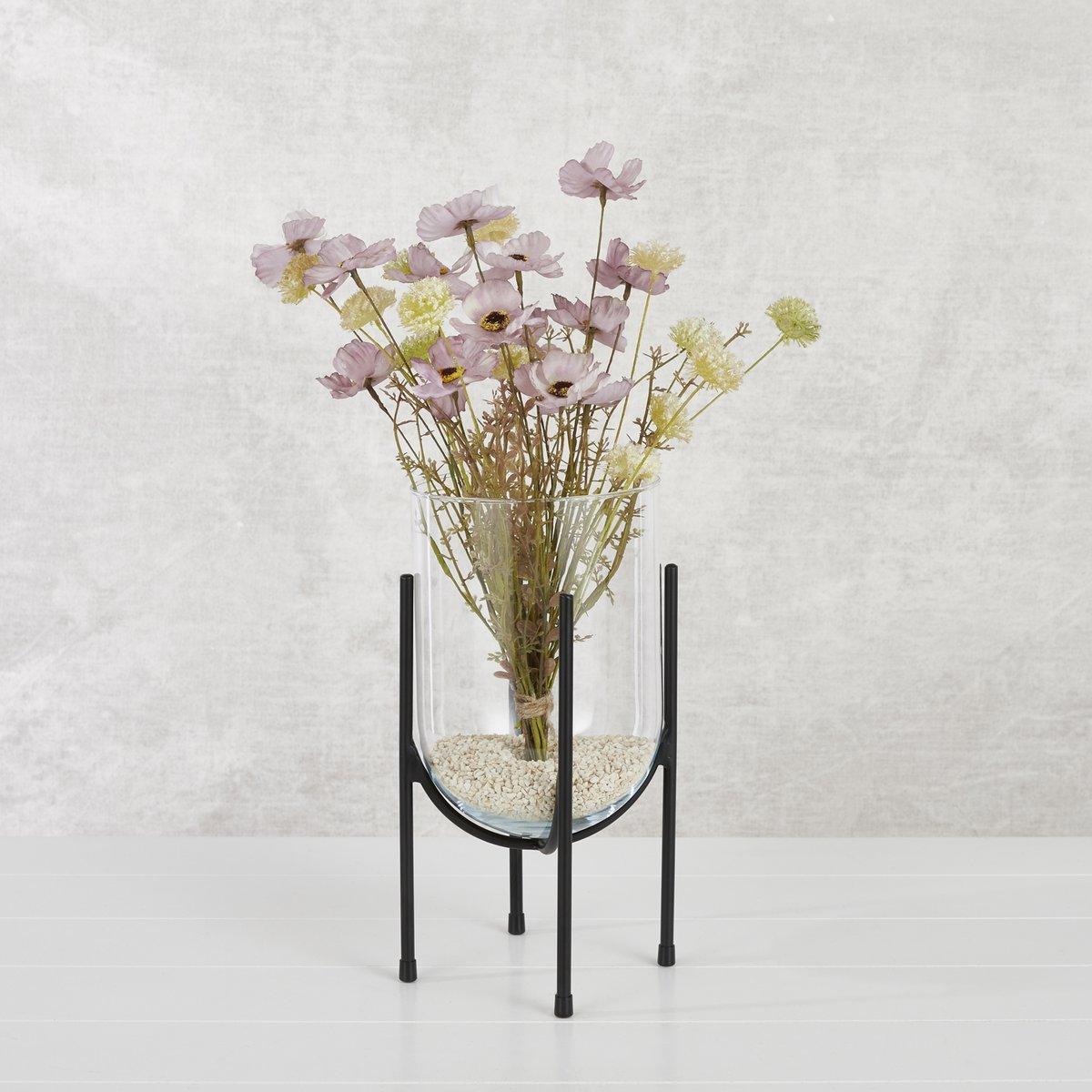 Jamey Vase auf Ständer – H31 x Ø17 cm – Transparent, Schwarz - HomeDesign Knaus