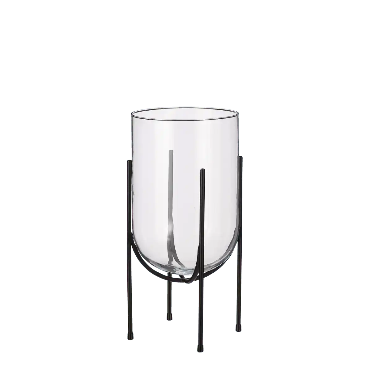 Jamey Vase auf Ständer – H40 x Ø21,5 cm – Transparent, Schwarz - HomeDesign Knaus