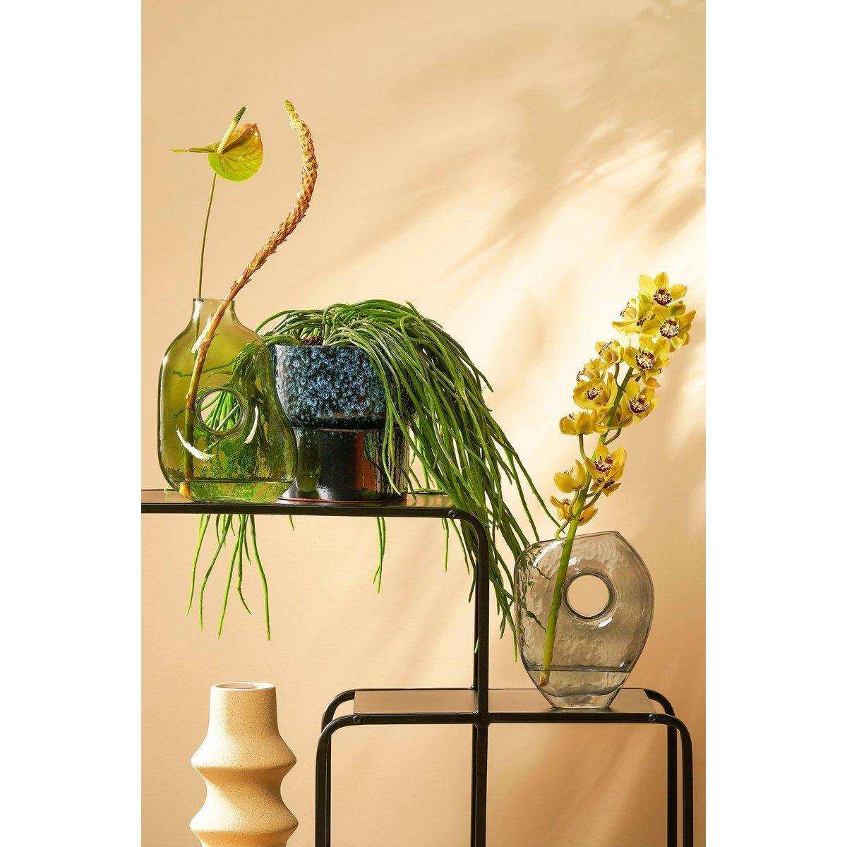 Jay Vase – L18 x B7,5 x H22,5 cm – Glas – Grau - HomeDesign Knaus