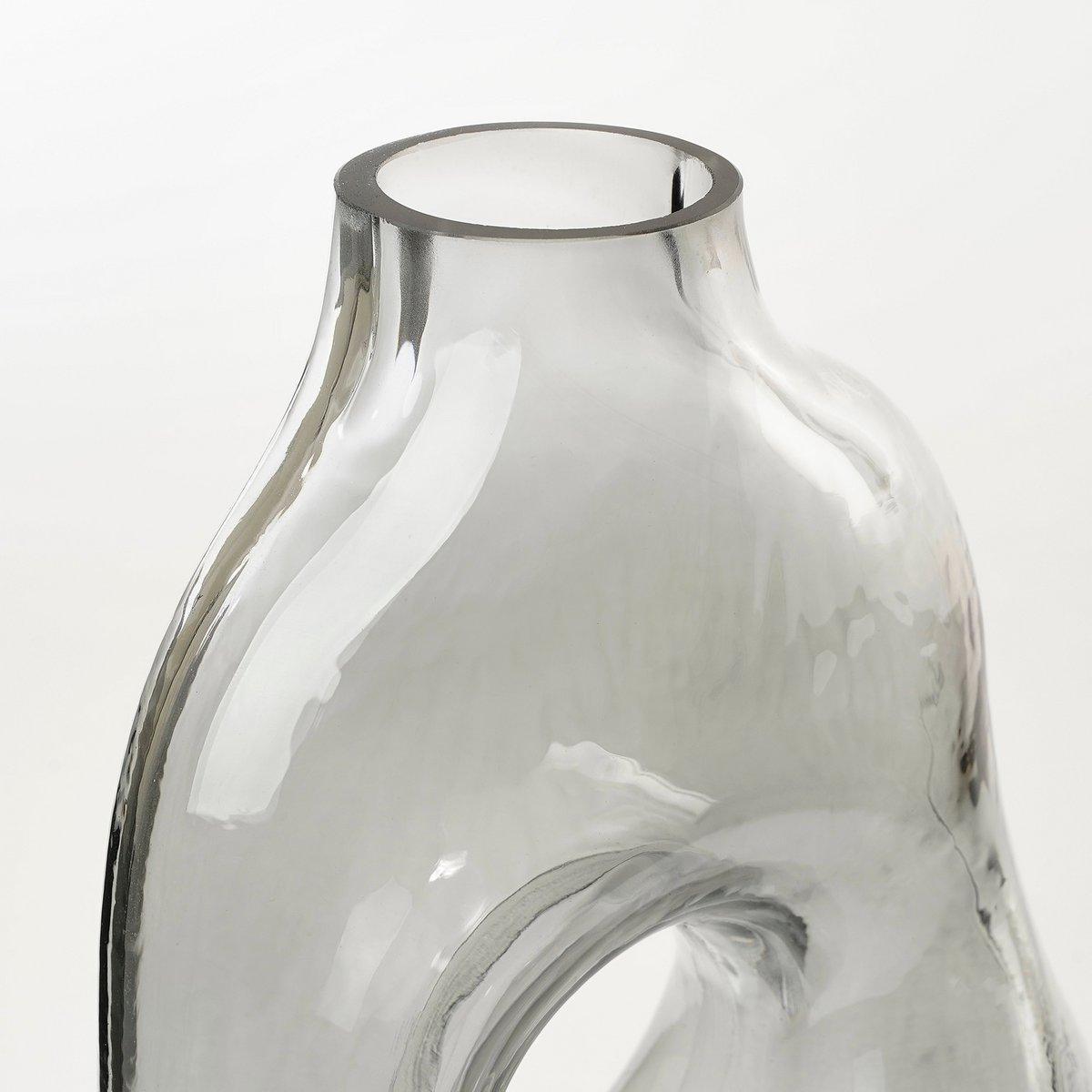 Jay Vase – L18,5 x B10,5 x H25 cm – Glas – Hellgrau - HomeDesign Knaus