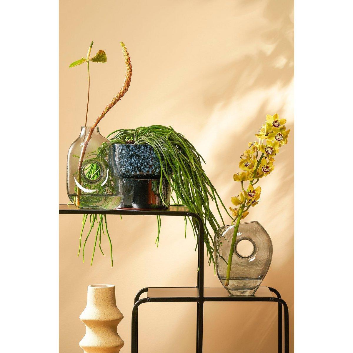 Jay Vase – L18,5 x B10,5 x H25 cm – Glas – Hellgrau - HomeDesign Knaus