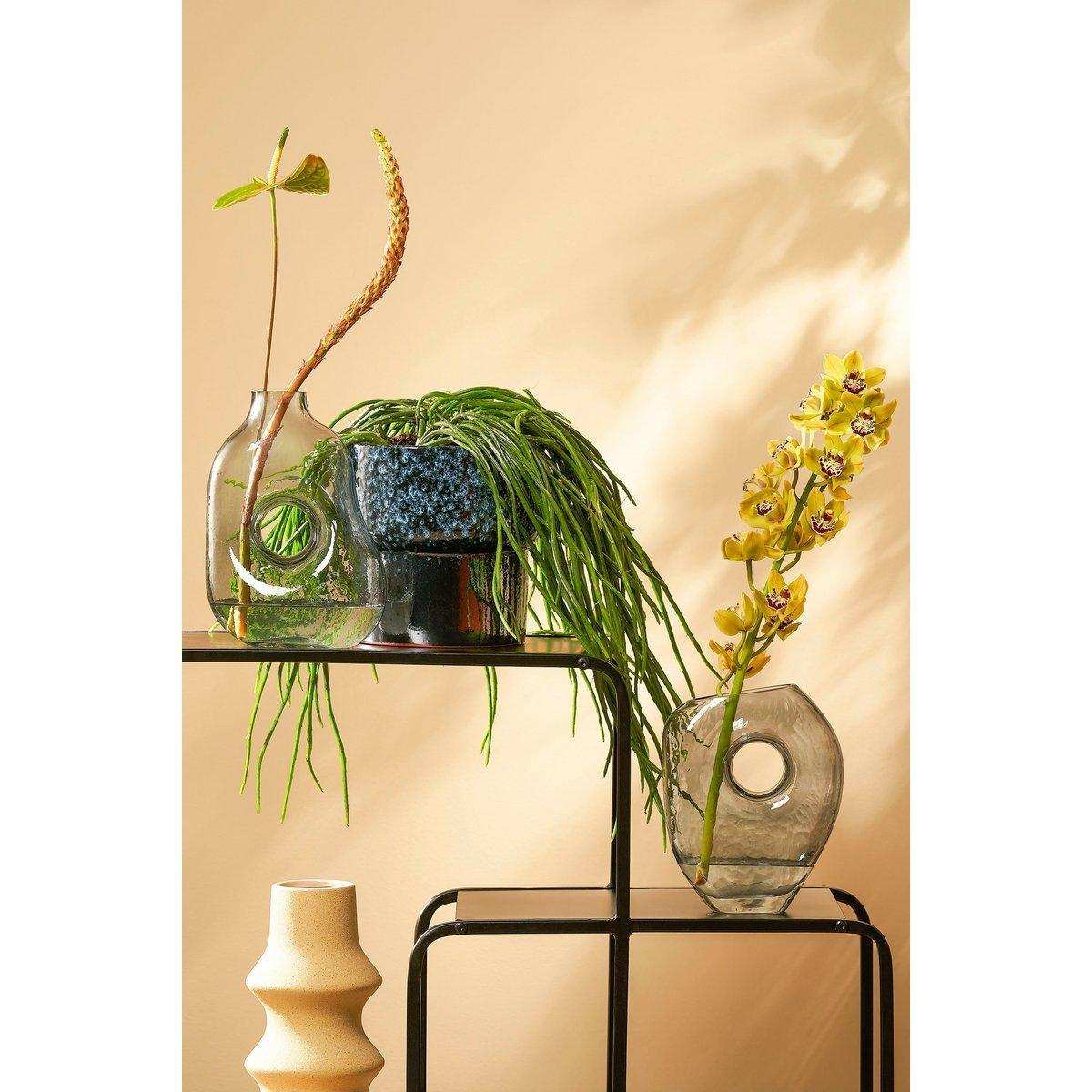 Jay Vase – L18,5 x B10,5 x H25 cm – Glas – Hellgrau - HomeDesign Knaus