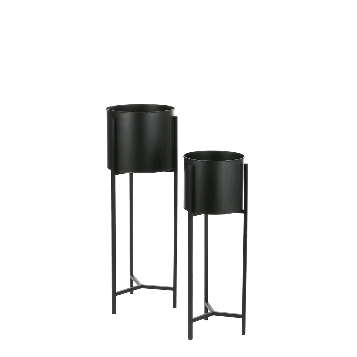 Jessy Blumentopf auf Ständer – 2er-Set – H79 x Ø28 cm – Metall – Schwarz - HomeDesign Knaus