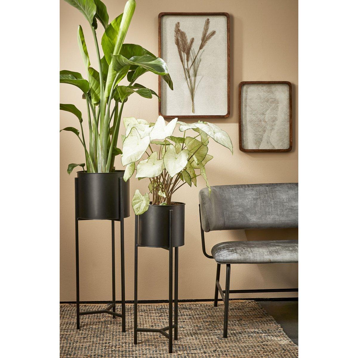 Jessy Blumentopf auf Ständer – 2er-Set – H79 x Ø28 cm – Metall – Schwarz - HomeDesign Knaus