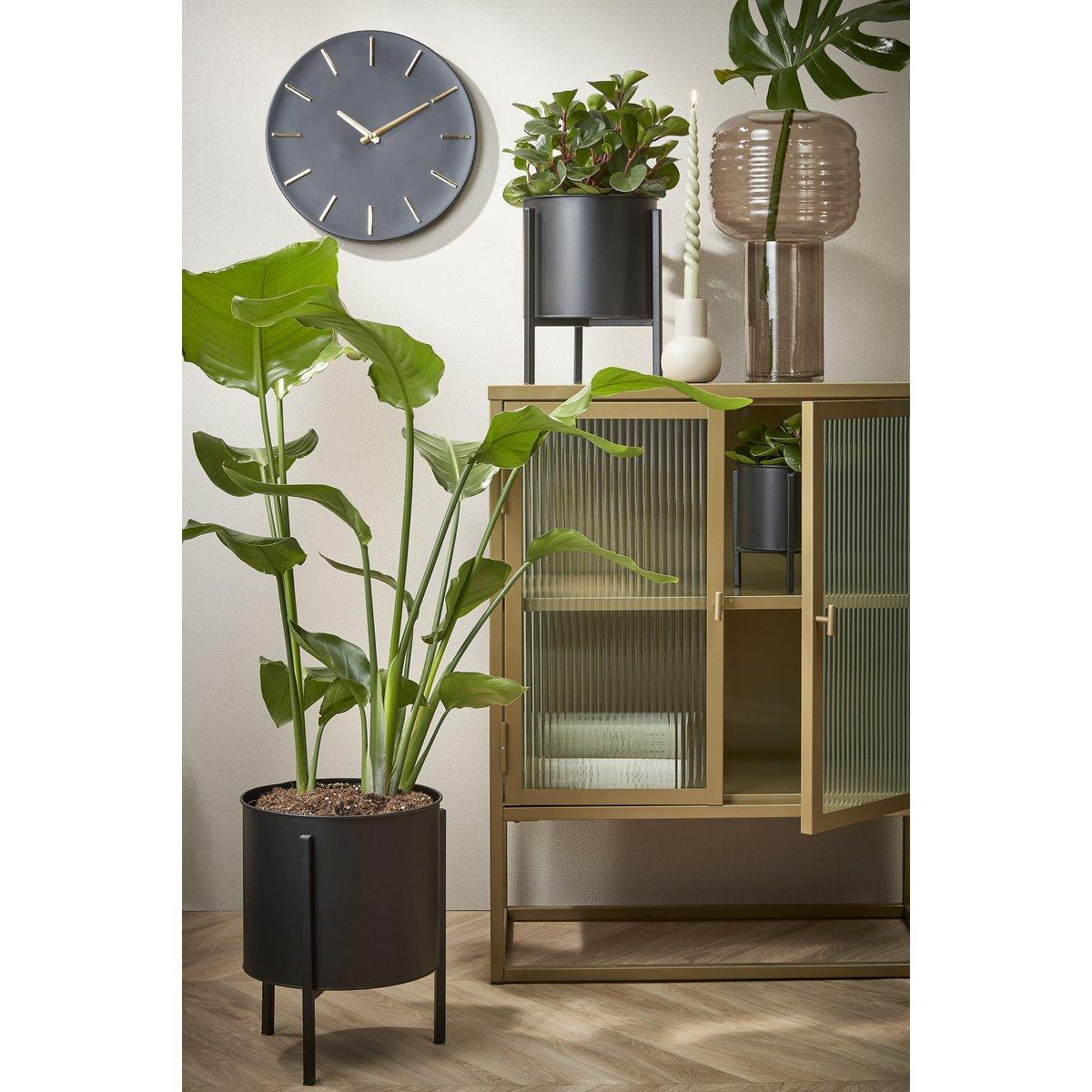 Jessy Blumentopf auf Ständer – 3er-Set – H35 x Ø27 cm – Metall – Schwarz - HomeDesign Knaus