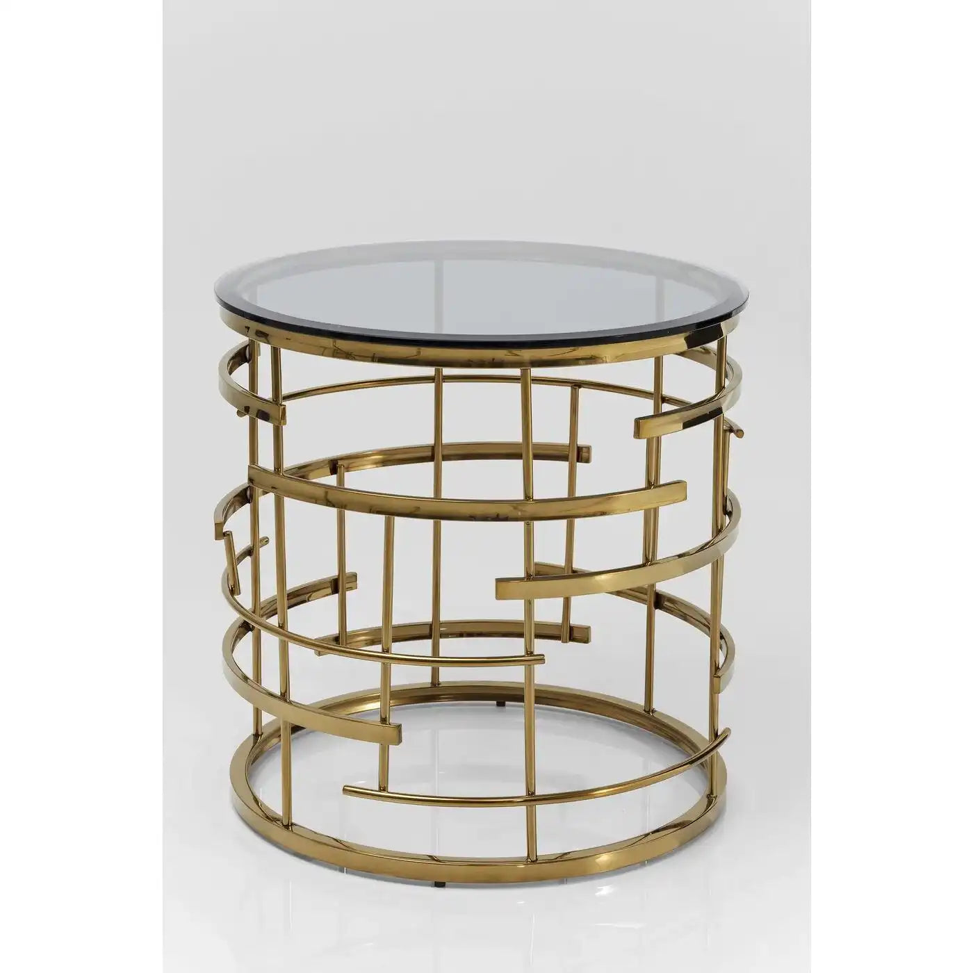 Jupiter Beistelltisch Gold Chrom Pulverbeschichtet Sicherheitsglas 55cm - HomeDesign Knaus