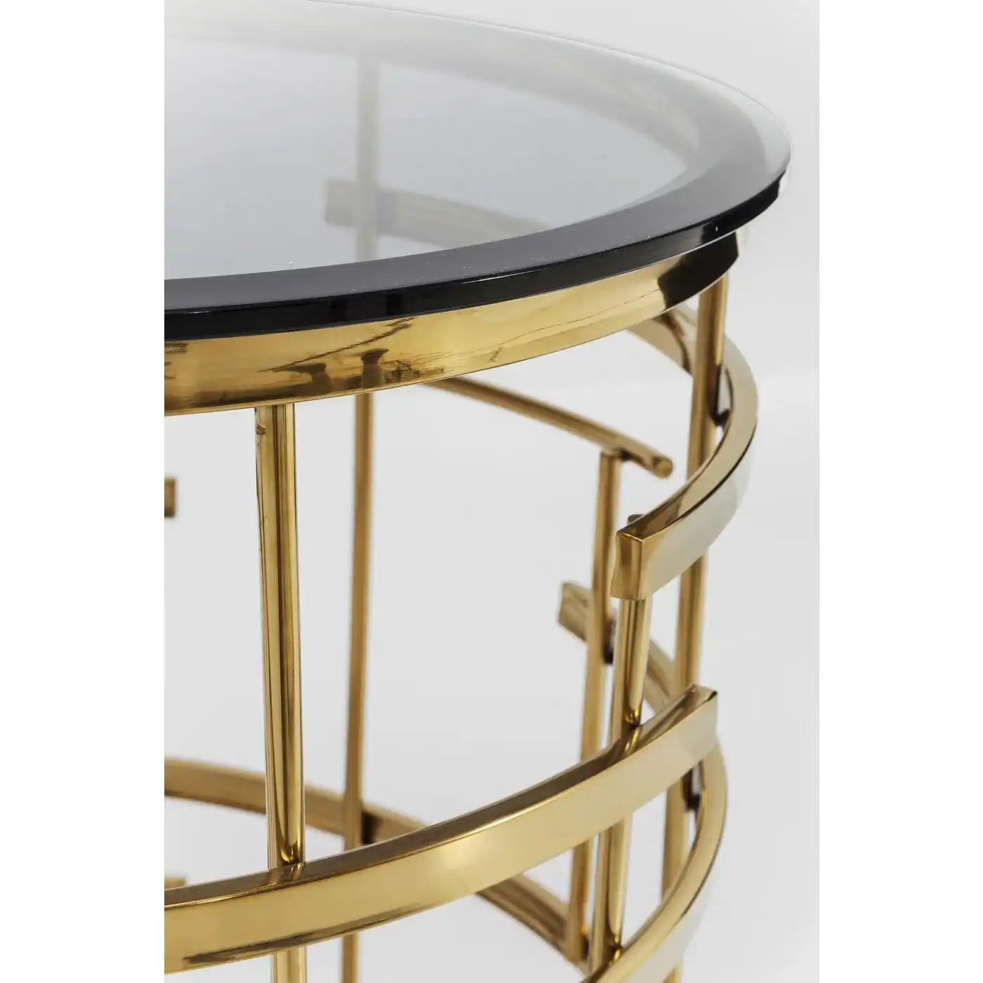 Jupiter Beistelltisch Gold Chrom Pulverbeschichtet Sicherheitsglas 55cm - HomeDesign Knaus