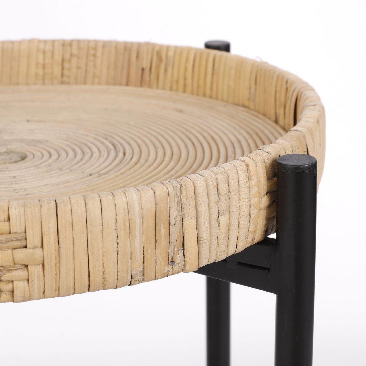 Kaj Beistelltisch – H51 x Ø44,5 cm – Rattan – Braun - HomeDesign Knaus