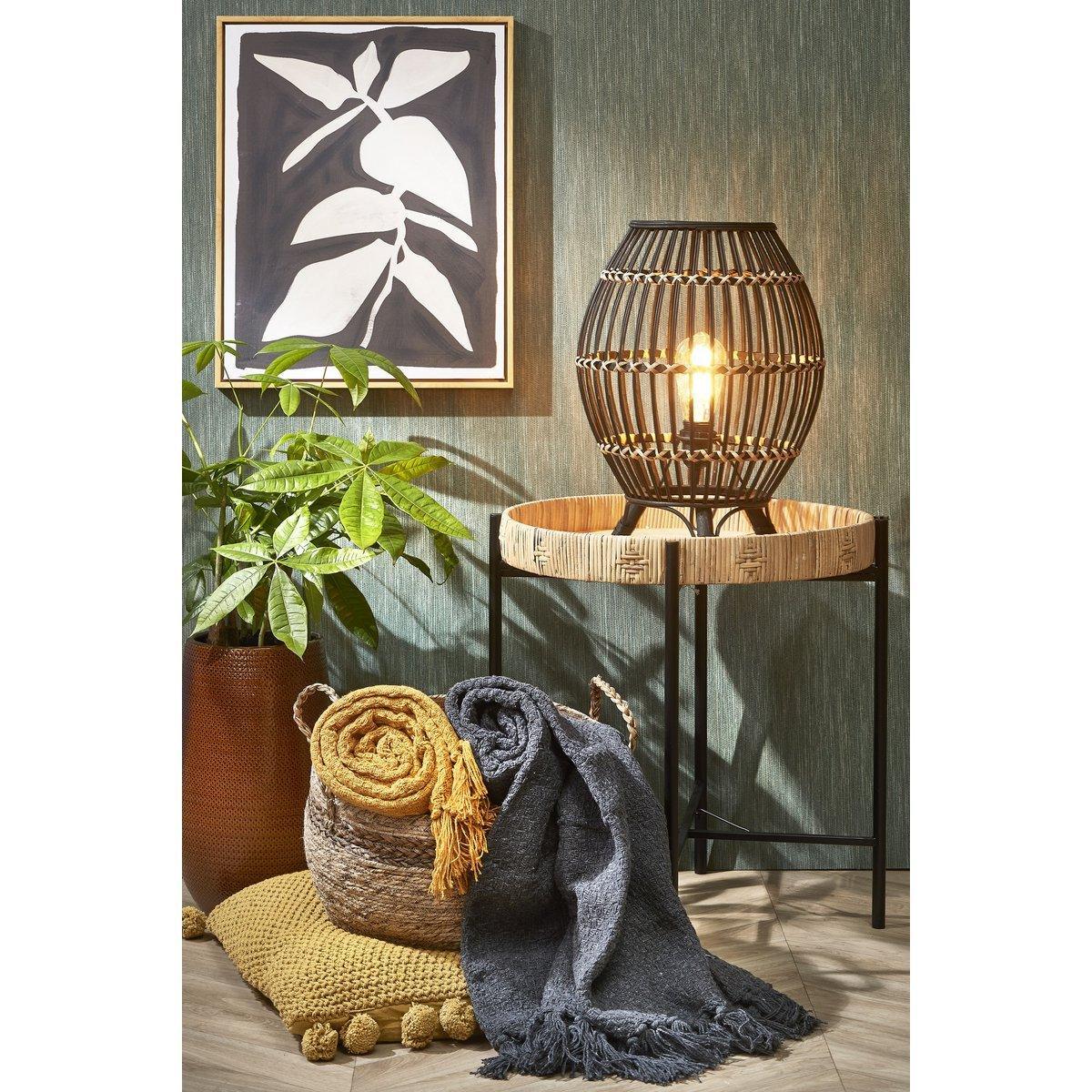 Kaj Beistelltisch – H51 x Ø44,5 cm – Rattan – Braun - HomeDesign Knaus