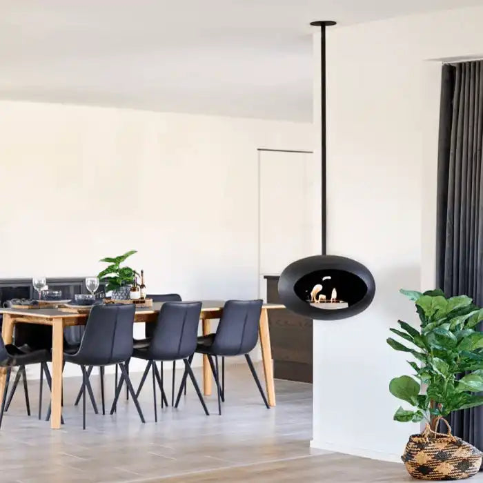 Kamin Edelstahl Black Sky hängend Deckenkamin Schwarz Edelstahl - HomeDesign Knaus