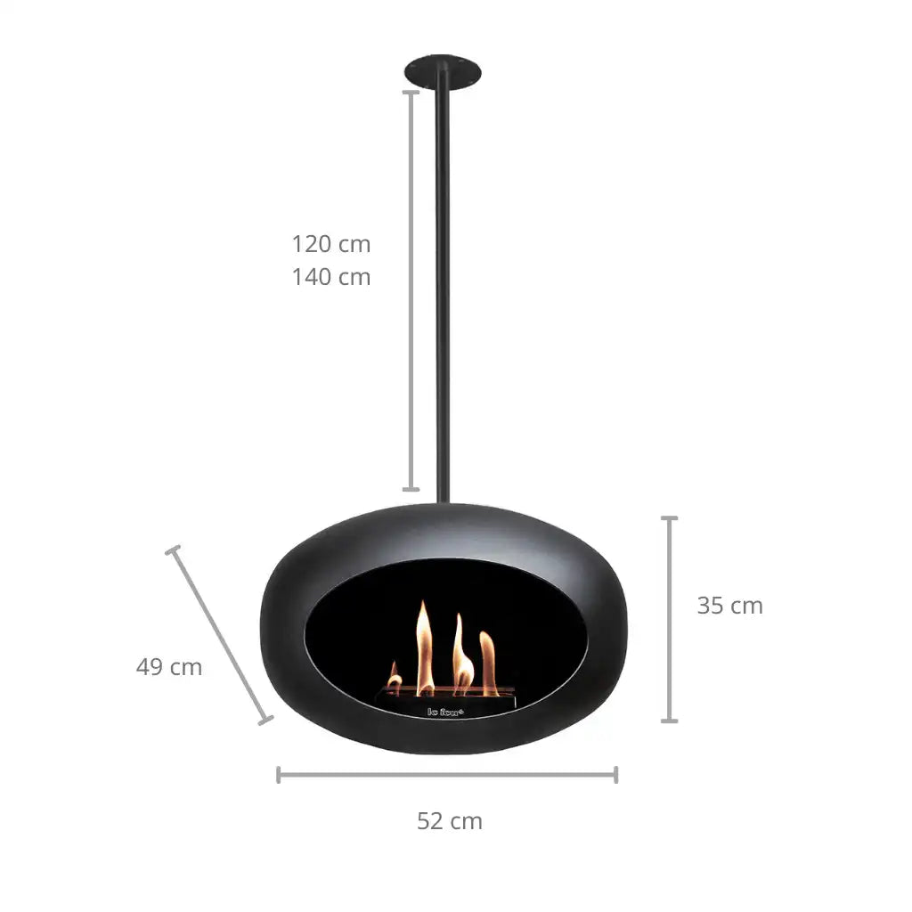 Kamin Edelstahl Black Sky hängend Deckenkamin Schwarz Edelstahl - HomeDesign Knaus