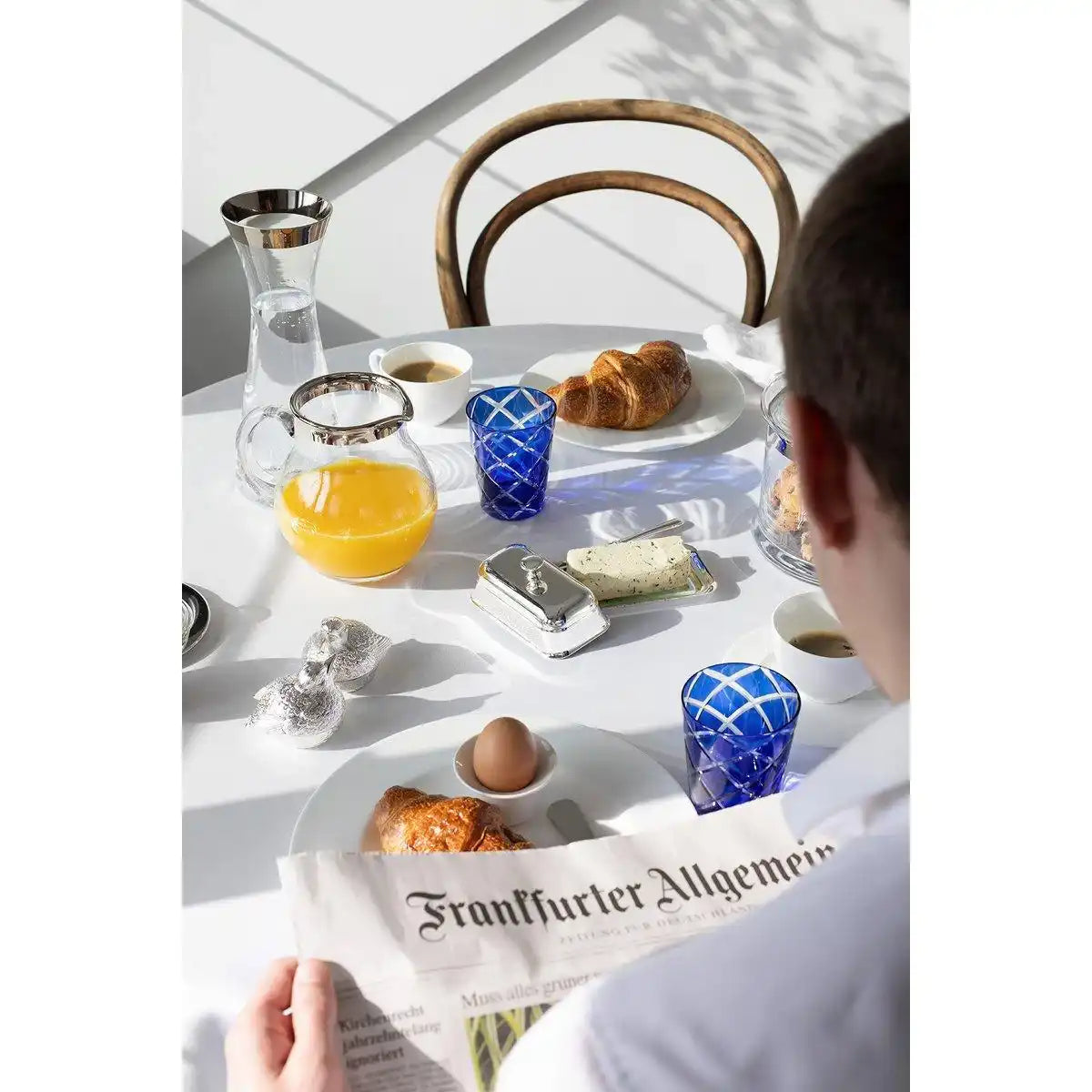 Karaffe Hendrik mundgeblasenes Kristallglas mit Platinrand 0,8L - HomeDesign Knaus