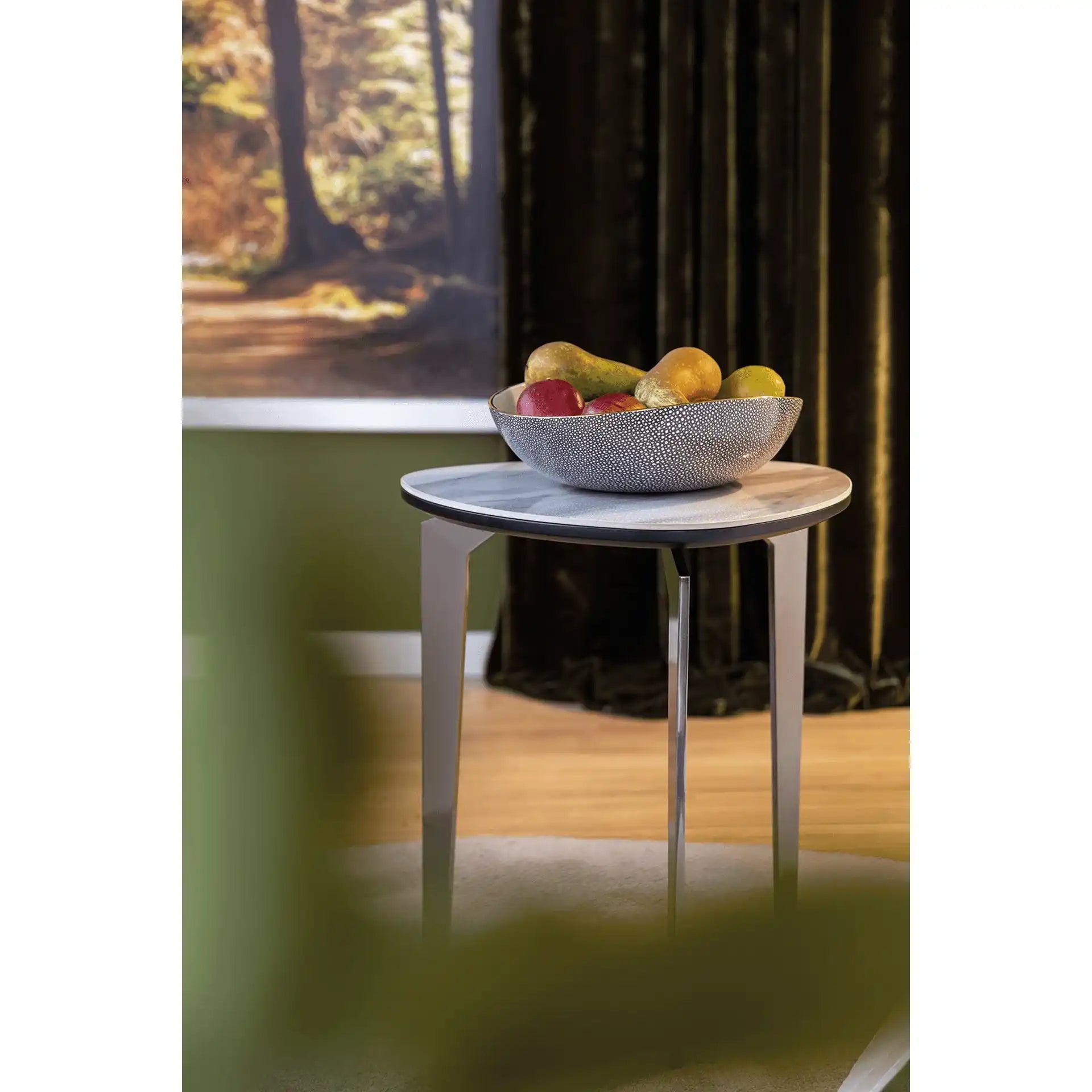 Kelon Designer Couchtisch Bestelltisch Keramik Stahl Mamoroptik 62cm - HomeDesign Knaus