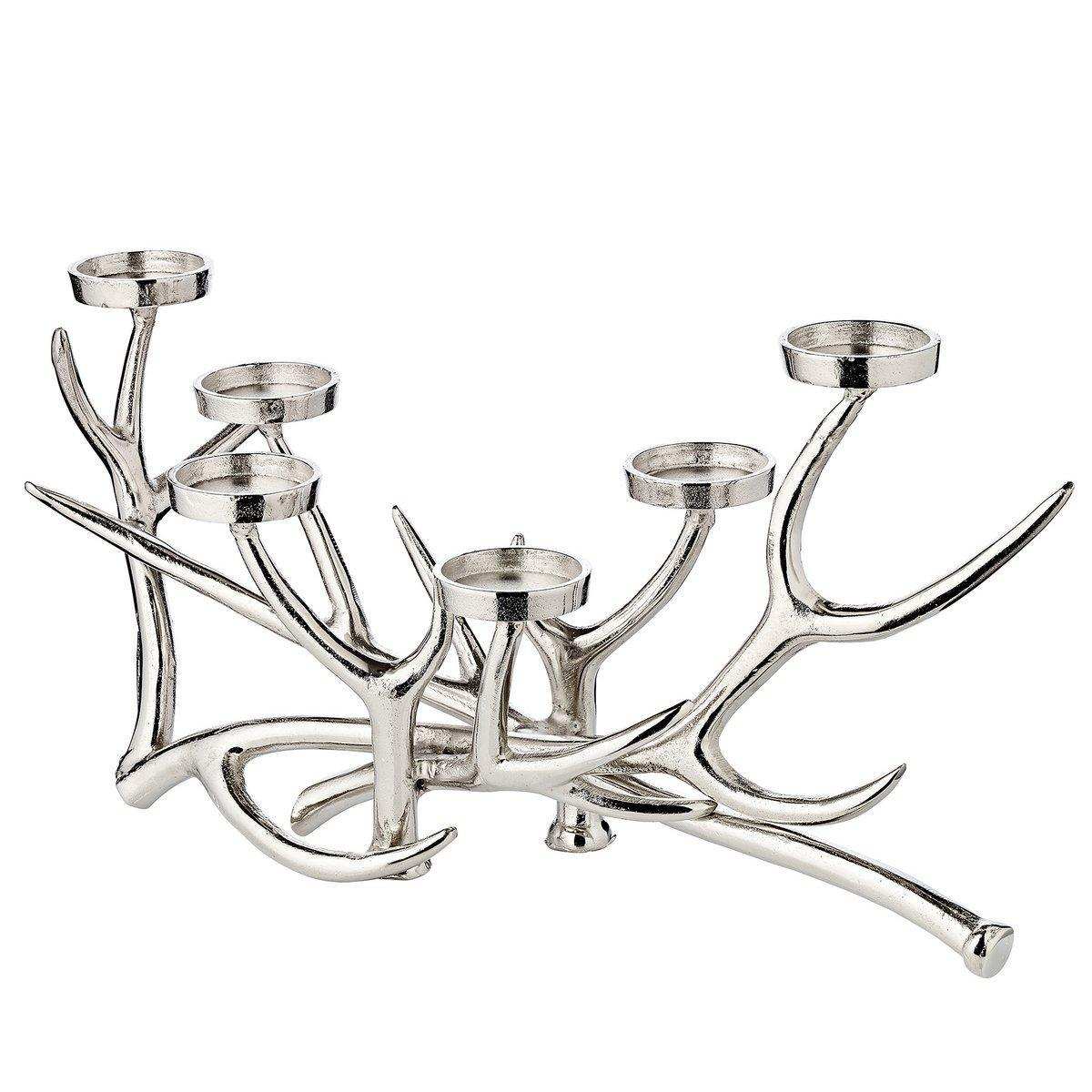 Kerzenhalter Kerzenleuchter James Geweih-Design Aluminium vernickelt - HomeDesign Knaus