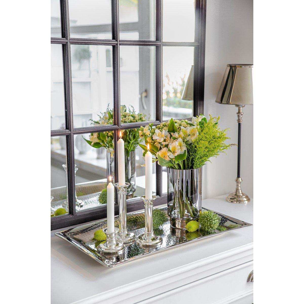 Kerzenleuchter Fiona für Stabkerze, Höhe 18 cm, edel versilbert, anlaufgeschützt - HomeDesign Knaus