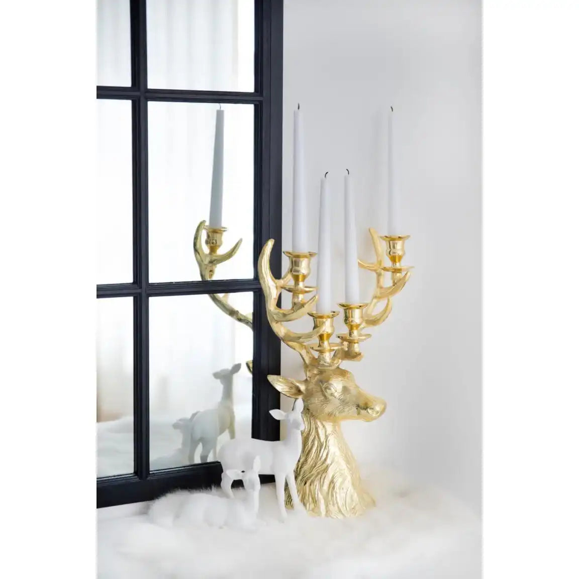 Kerzenleuchter Hirsch Richard für 4 Stabkerzen, Höhe 43 cm, Gold - HomeDesign Knaus