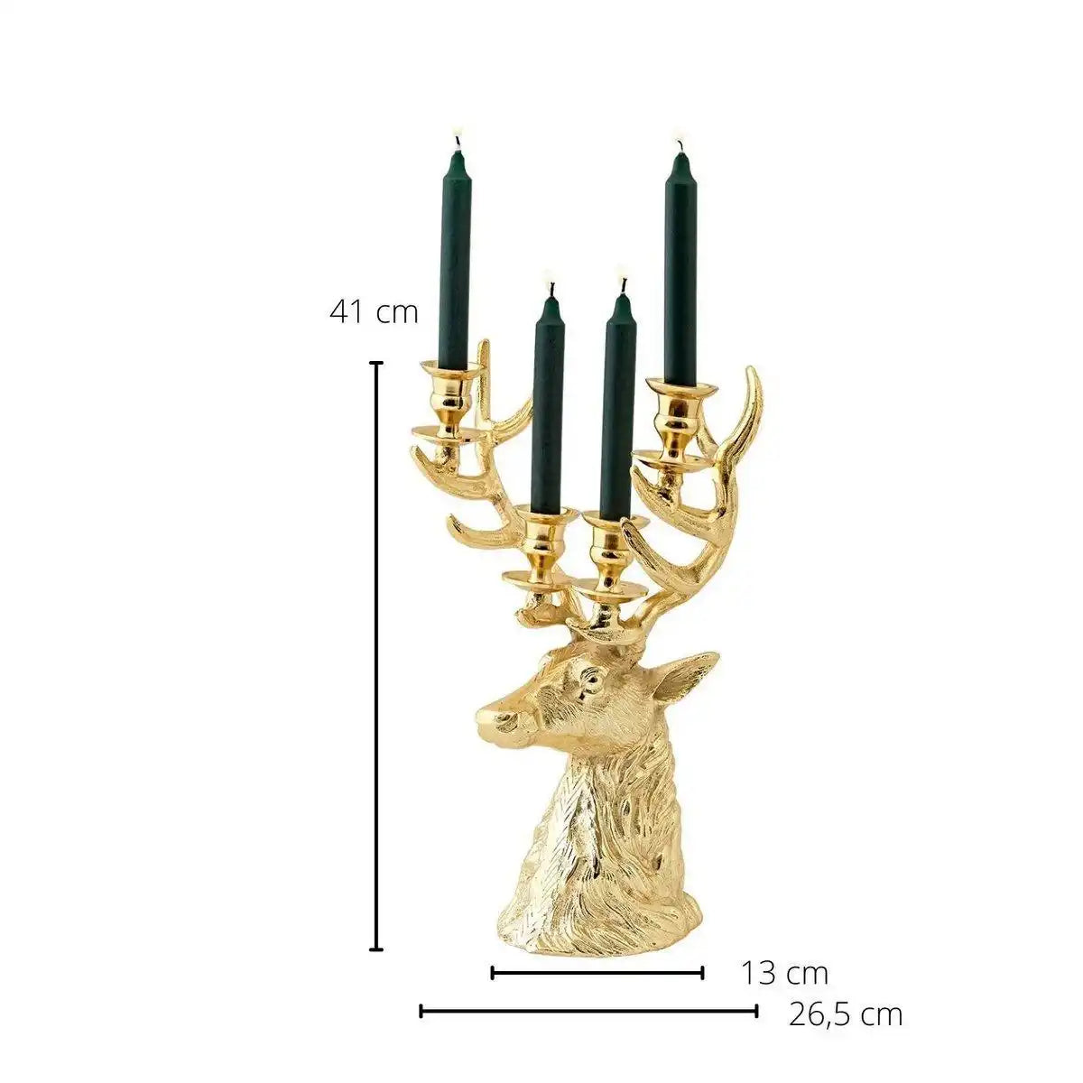 Kerzenleuchter Hirsch Richard für 4 Stabkerzen, Höhe 43 cm, Gold - HomeDesign Knaus