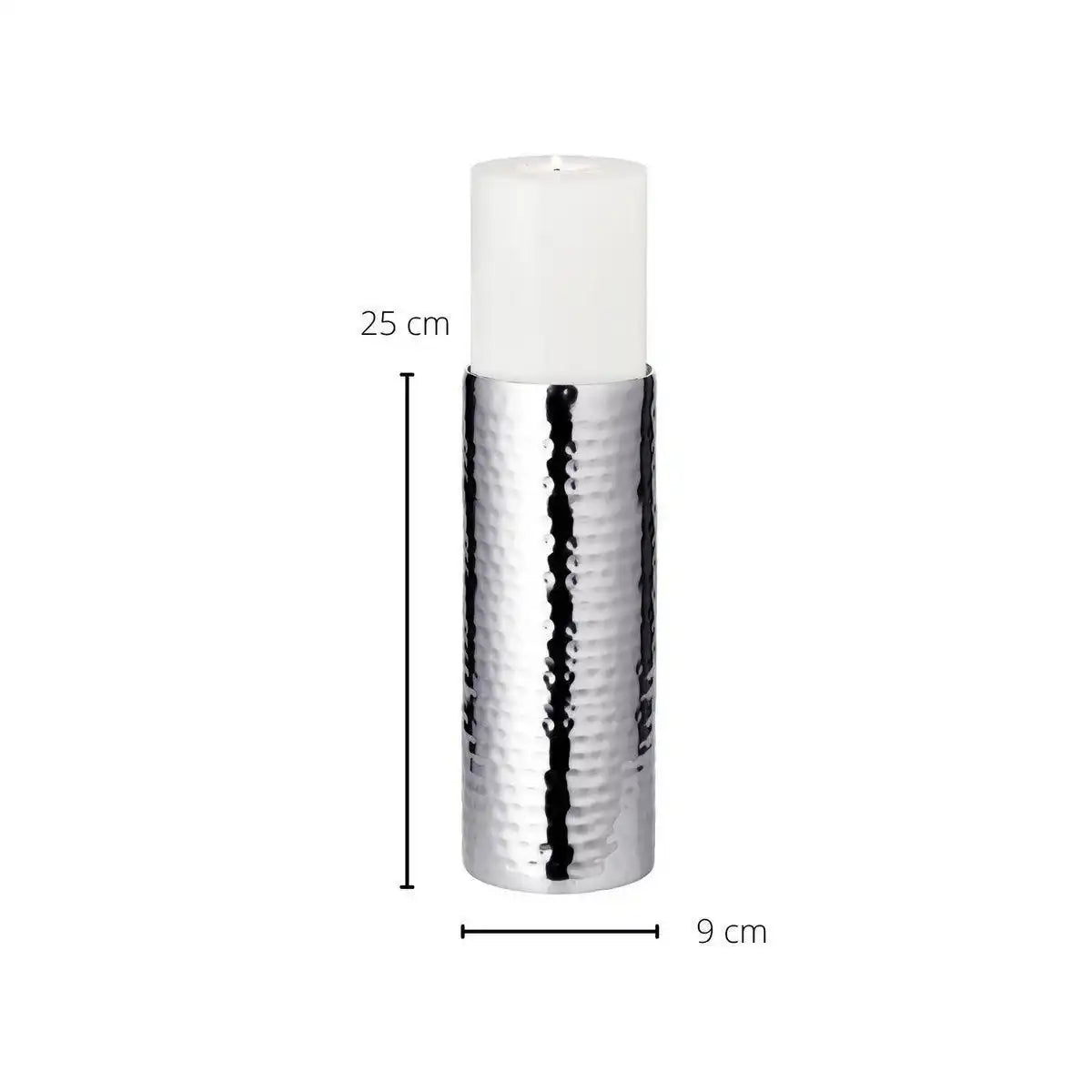 Kerzenleuchter Kerzenteller Agadir, Edelstahl hochglanzpoliert, Durchmesser 8,5 cm, Höhe 25 cm - HomeDesign Knaus