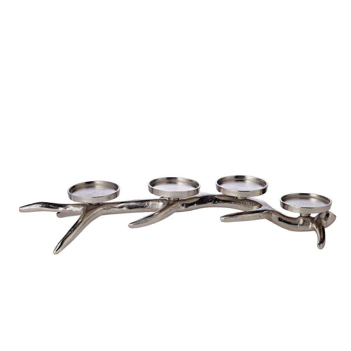 Kerzenleuchter Kingston, Aluminium vernickelt, silberfarben, Höhe 13 cm - HomeDesign Knaus