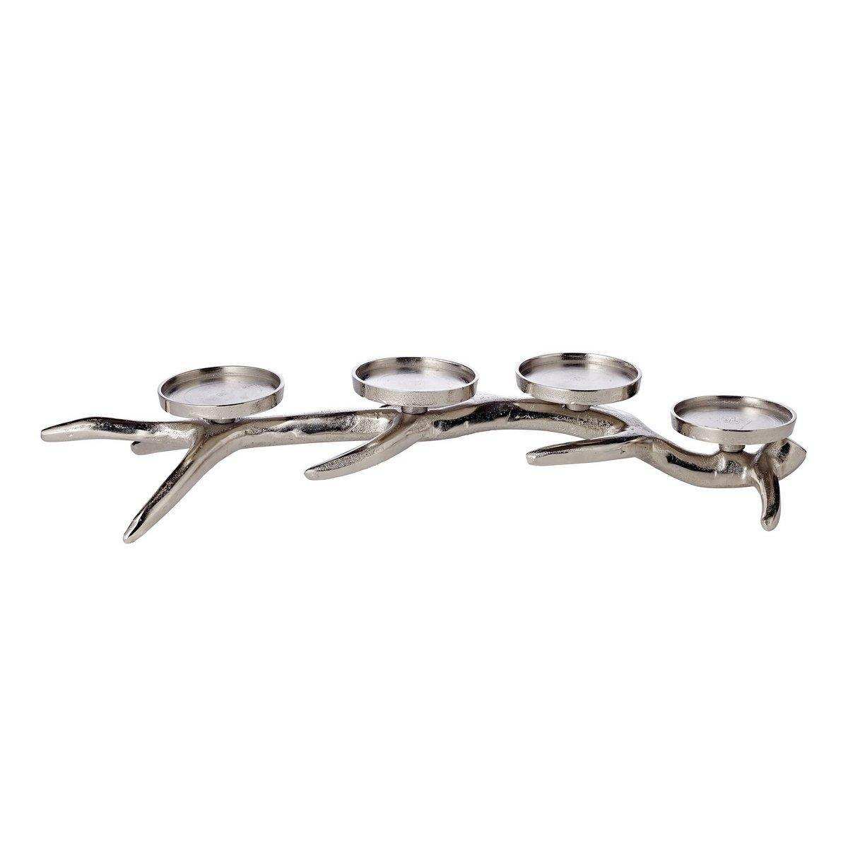Kerzenleuchter Kingston, Aluminium vernickelt, silberfarben, Höhe 13 cm - HomeDesign Knaus