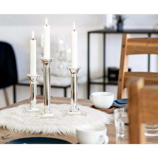 Kerzenleuchter Lincoln für Stabkerze,edel versilbert, anlaufgeschützt, Höhe 23 cm - HomeDesign Knaus