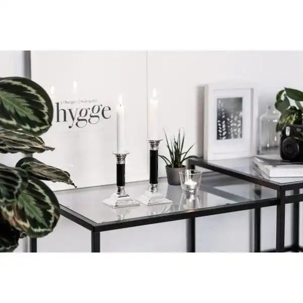 Kerzenleuchter Lincoln mit schwarzem Schaft edel versilbert 15 cm - HomeDesign Knaus