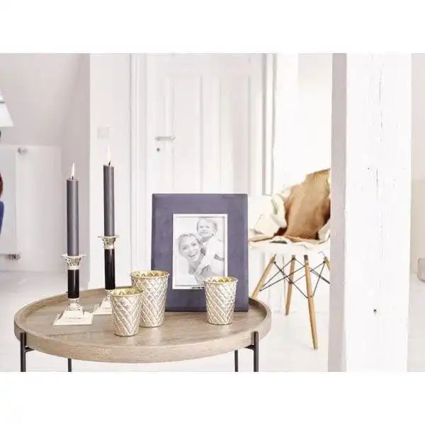 Kerzenleuchter Lincoln mit schwarzem Schaft edel versilbert 15 cm - HomeDesign Knaus