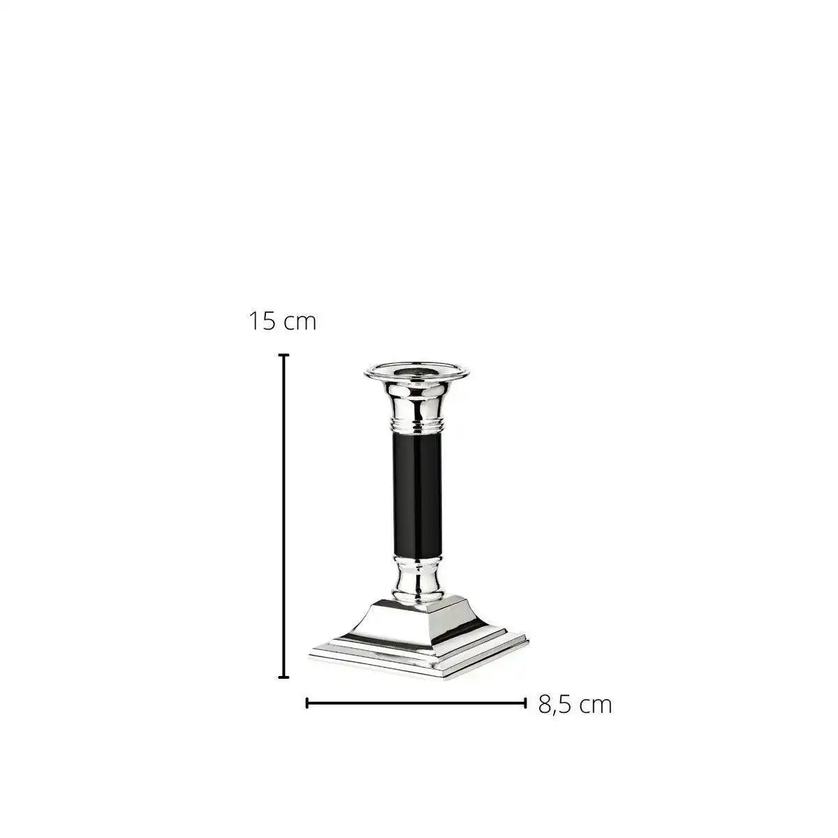 Kerzenleuchter Lincoln mit schwarzem Schaft edel versilbert 15 cm - HomeDesign Knaus