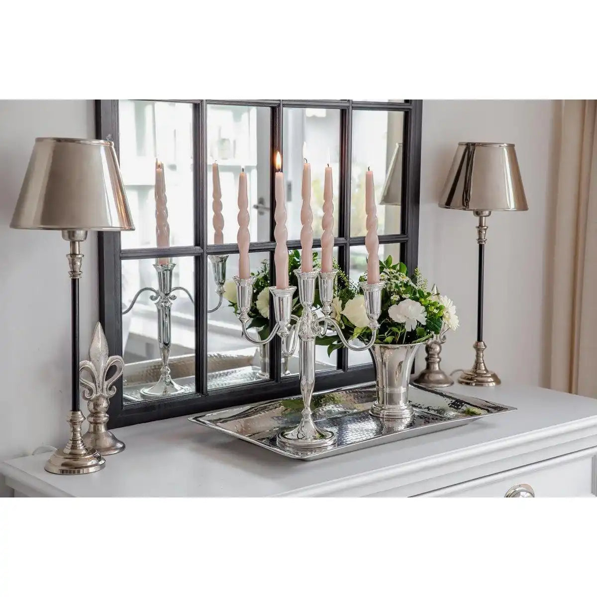Kerzenleuchter Venezia 5-flammig für Stabkerzen edel versilbert 31 cm - HomeDesign Knaus