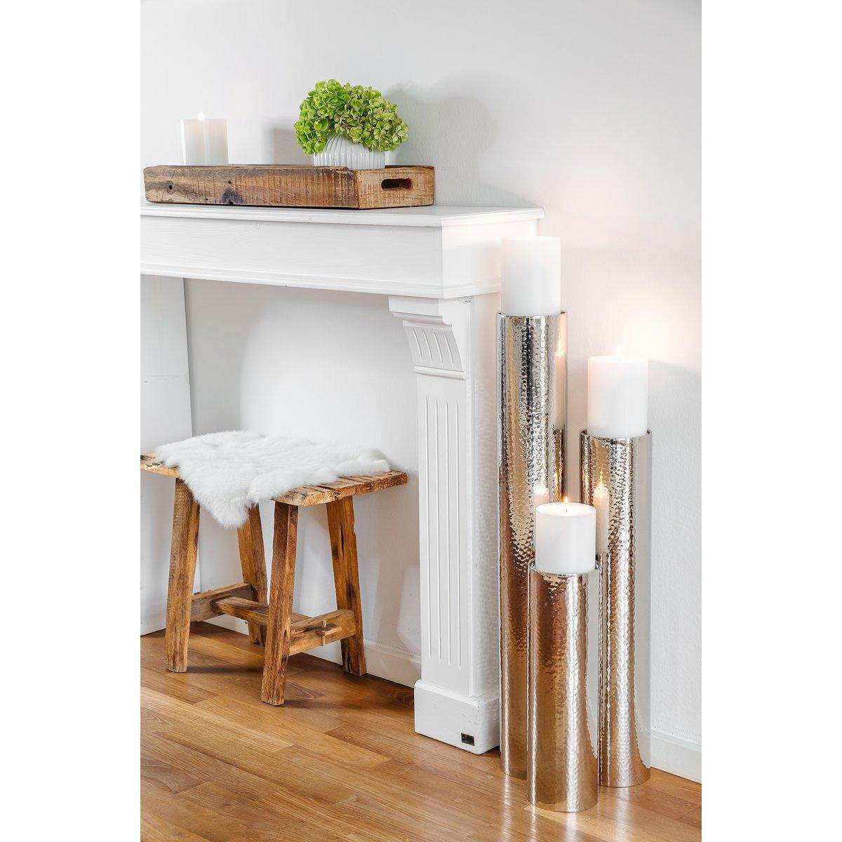 Kerzenständer Boston gehämmert Edelstahl glänzend vernickelt 40 cm - HomeDesign Knaus